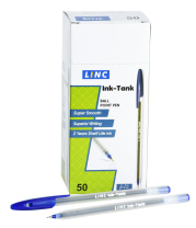 Ручка шарик. Linc INK TANK синий 0,6 мм прозр. кругл. корп. игольчатый наконечник|ФА|175679|7027/7017