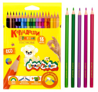 Набор цветных карандашей Каляка-Маляка 18 цв. шестигран. корп. пластик карт.уп.|ФА|238262|КПКМ18Б