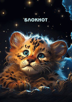Блокнот А7  48л гребень "Голубоглазый тигренок" кл.
