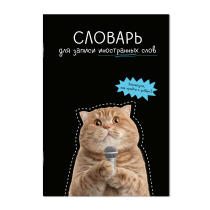 Тетрадь д/записи иностр. слов А5  24л, скоба "Кот с микрофоном" глянц.лам.
