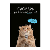 Тетрадь д/записи иностр. слов А5  24л, скоба "Кот с микрофоном" глянц.лам.
