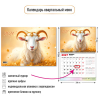 Календарь настенный  300*440мм на 2027г.  ОДНОБЛОЧНЫЙ с магнитным курсором  "Символ года"