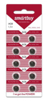 Батарейка-таблетка G9-10B Smartbuy Alkaline, блистер, цена за 1 шт
