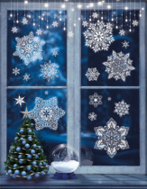 Витражная наклейка 33*40см "Снежинки кружевные"