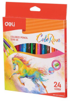Карандаши цвет. 24цв Deli  ColoRun трехгранные, европодвес