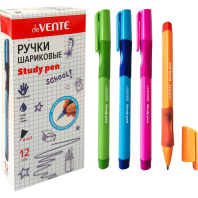 Ручка шар. deVENTE "Study Pen", 0,7мм, синяя,  для правшей, с эргоном. каучуковым держателем