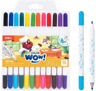 Фломастеры  12цв "Deli. COLORWOW! " двусторонние, смываемые