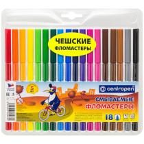 Фломастеры  18цв "Centropen. Пингвины",  жест.упак. европодвес