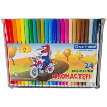 Фломастеры  24цв "Centropen. Пингвины", жёстк.блистер европодвес