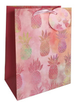 Пакет подар. бумажн. 26*32*12 см 210 гр/м2  Pink Batik. Ананас, мат.лам