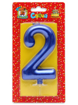 Свеча-цифра "2" Синий металлик" Свеча-цифра "2" Синий металлик"