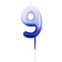 Свеча-цифра "9" Омбре голуб/синий, 6см. Свеча-цифра "9" Омбре голуб/синий, 6см.