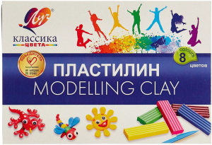 Пластилин  8цв 160гр. Классика, со стеком,  карт.упак.