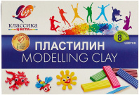 Пластилин  8цв 160гр. Классика, со стеком,  карт.упак.