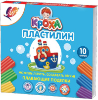 Пластилин 10цв 120гр. Кроха, ПЛАВАЮЩИЙ со стеком,
