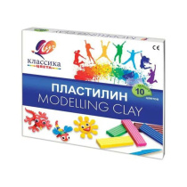 Пластилин 10цв 200гр. Классика, со стеком,  карт.упак.