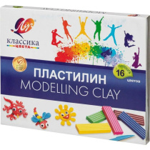Пластилин 16цв 320гр. Классика, со стеком,  карт.упак.
