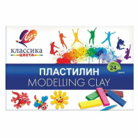 Пластилин 24цв 480гр. Классика, со стеком,  карт.упак.