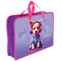 Папка А4 (340*245*75) с ручками, молния, пластик "Disco puppy"