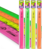 Линейка для левшей, пластиковая 30 см., NEON, ассорти