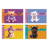 Альбом А4 40л гребень "Мы-котики!" пл. 100 гр/м, 4диз.в блоке, перфорация на отрыв