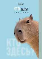 Блокнот А6  32л скоба "Кто здесь?" клетка, глянц.лам., 8диз.в блоке