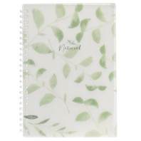 Записная книжка А5 пластик, эластичн.гребень, 80л. "Natural leaves" тисн.фольгой