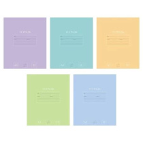 Тетрадь А5 12л косая лин. Hatber "Чистый цвет" 5 диз.в блоке, белизна 92%