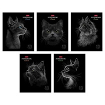 Тетрадь А5 48л кл. Hatber "Black Cat" мат.лам., 3Dлак, 5диз.в блоке