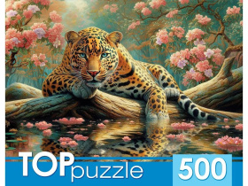 Пазлы  500 элементов  "Леопард на озере"