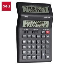 Калькулятор  12 разр. Deli  настольный, черный EM049, 2 дисплея