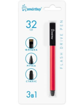 Флеш-драйв  32 GB USB 2.0 Smartbuy Ручка-флэшка-стилус красная