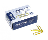 Скрепки 28мм - 100шт. полимерные (золото) карт.уп.