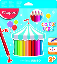 Карандаши цвет. Jumbo 18цв  Maped Color Peps  трехгранные, ударопрочные, карт.упак.