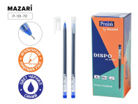Ручка гелевая Mazari Dispo синяя, 0,5мм, прозр.корпус, одноразовая, бесстержневая