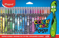 Фломастеры  24цв "Maped. Color peps monster", с заблокир. пишущ.узлом, смываемые