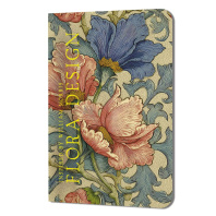Записная книжка А5  32л. картон, скоба "FLORA DESIGN. Inspired by William Morris. Розовые и голубые