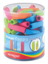Ластик-насадка на карандаш KEYROAD Cappy ассорти, 72 шт в дисплее