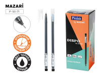 Ручка гелевая Mazari Dispo черная, 0,5мм, прозр.корпус, одноразовая, бесстержневая
