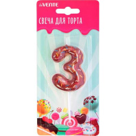 Свеча-цифра "3" Donut 6 см, с 3D декором Свеча-цифра "3" Donut 6 см, с 3D декором