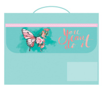 Папка д/труда А4 (325*240*40) 1отд. с ручками, ткань, липучка "Бабочка в цветах"