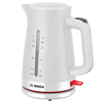 Чайник BOSCH TWK3M121, 1,7л, 2400Вт, закрытый нагревательный элемент, пластик, белый