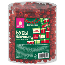 Бусы ёлочные "ФИГУРНЫЕ" d8 мм, 10 м, КРАСНЫЕ, пластик, ПВХ бокс, ЗОЛОТАЯ СКАЗКА, 592908