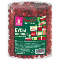 Бусы ёлочные "ФИГУРНЫЕ" d8 мм, 10 м, КРАСНЫЕ, пластик, ПВХ бокс, ЗОЛОТАЯ СКАЗКА, 592908