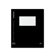 Тетрадь школьная ученическая с пластиковой обложкой на скобе ErichKrause CoverPrо, Черный, А5+, 24 листа, линейка