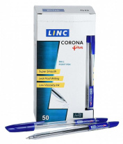Ручка шарик. Linc Corona Plus синий 0,7 мм прозр. шестигран. корп.|ФА|109211|3002N/blue