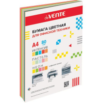 Бумага А4 цветная  60л (15цв. по 4л.) Микс ПАСТЕЛЬ+ НЕОН+ ИНТЕНСИВ