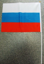 Флаг "РОССИЯ" 30*45см, триколор, шёлк, с палочкой