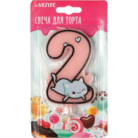 Свеча-цифра "2" Котик 9см Свеча-цифра "2" Котик 9см