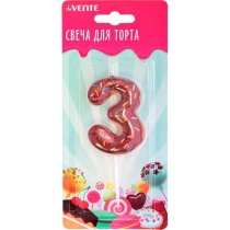 Свеча-цифра "3" Donut  6 см, с 3D декором